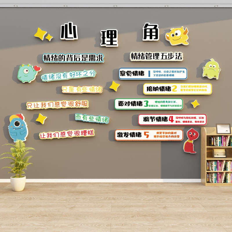 心灵驿站心理咨询室文化墙装饰挂画心理辅导教室墙面布置挂图标语