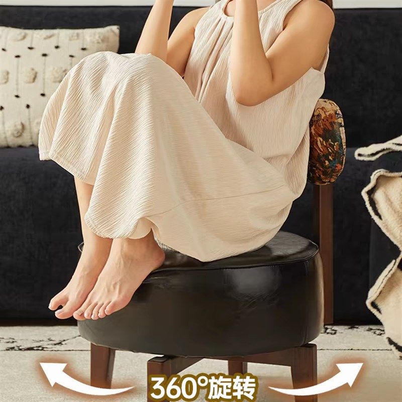 精选家用实木沙发椅客厅舒适旋转座椅复古可家用椅子靠背椅单人沙