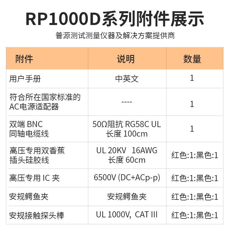 RIGOL普源示波器高压差分探头RP1100D/RP1025D/RP1050D示波器探棒