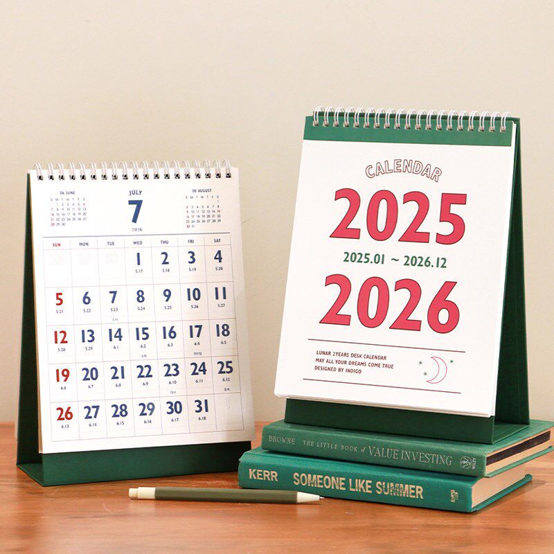 韩国indigo复古农历2025-26两年桌面计划台历ins日程记事日历月历