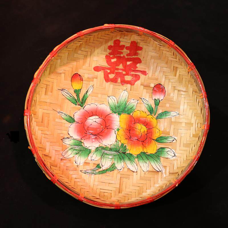 潮汕嫁娶竹箶婚庆用品结婚出花园手工竹箶竹匾竹编箶簸箕圆形