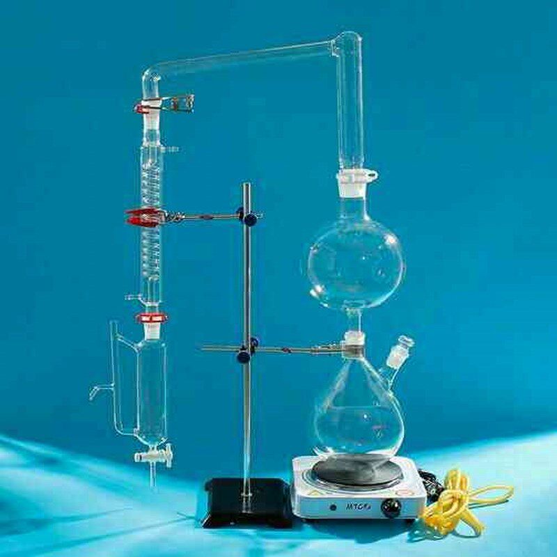 精油提取分离器装置蒸汽蒸馏设备 2000ml二颈烧瓶 格雷厄姆冷凝器