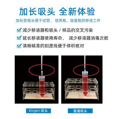 Kirgen科进 100ul滤芯吸嘴 黄色 带刻度 袋装1000支/包 KG5411