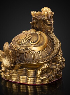 铜龙龟摆件纯铜八卦金钱龟龙头龟镇宅招财家居客厅办公室装饰品