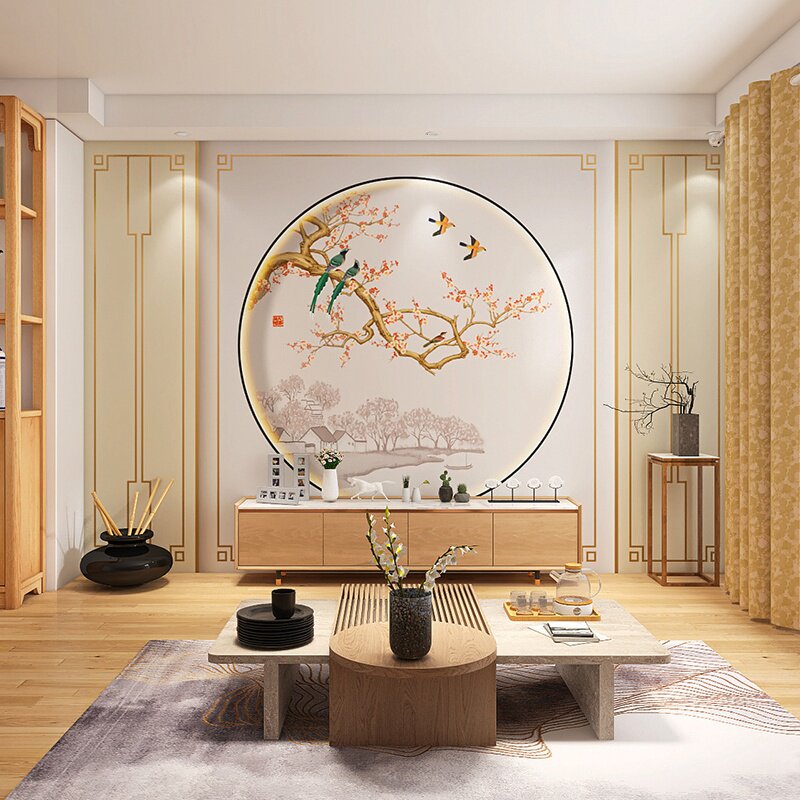 中式古典竹木纤维集成墙板电视背景墙美容店采耳馆休闲会所护墙板