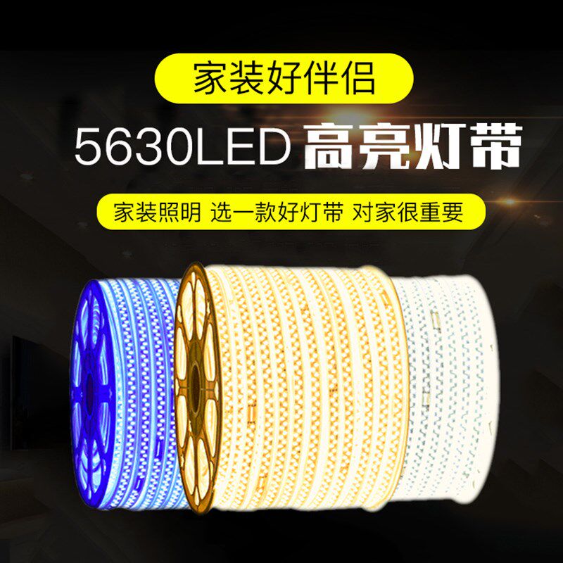 220v超亮led灯带 客厅家用吊顶白光 户外装饰防水光带长条软灯条