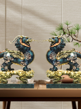 精选全铜貔貅摆件一对纯铜特大号貔恘客厅玄关桌面电视柜装饰开业