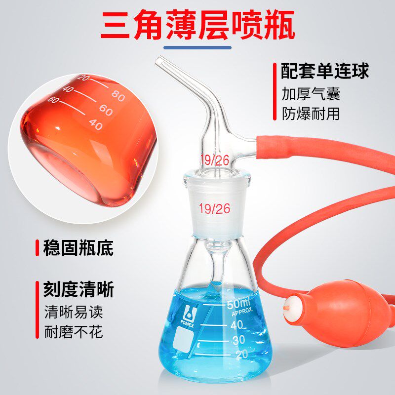 三角薄层喷雾瓶50ml100ml玻璃三角薄层喷瓶带橡胶单连球单联球 色