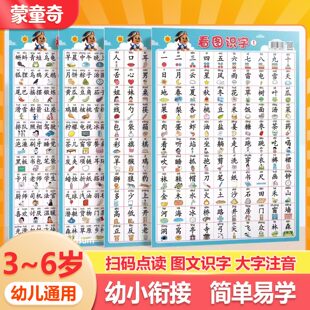 蒙童奇幼儿看图识字挂图儿童启蒙早教认字表墙贴幼小衔接学习神器