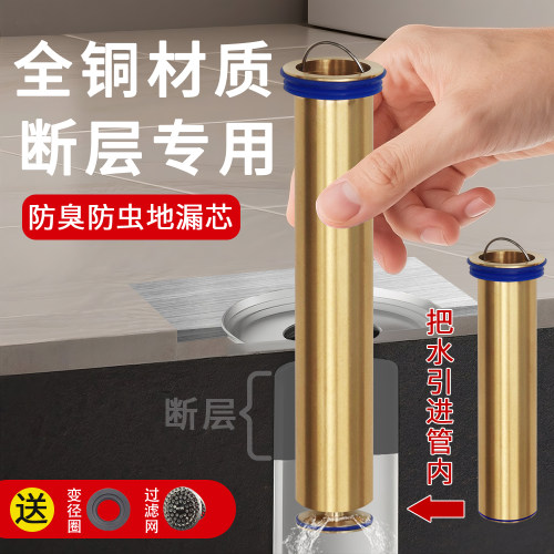 全铜加长地漏内芯断层引水管防臭