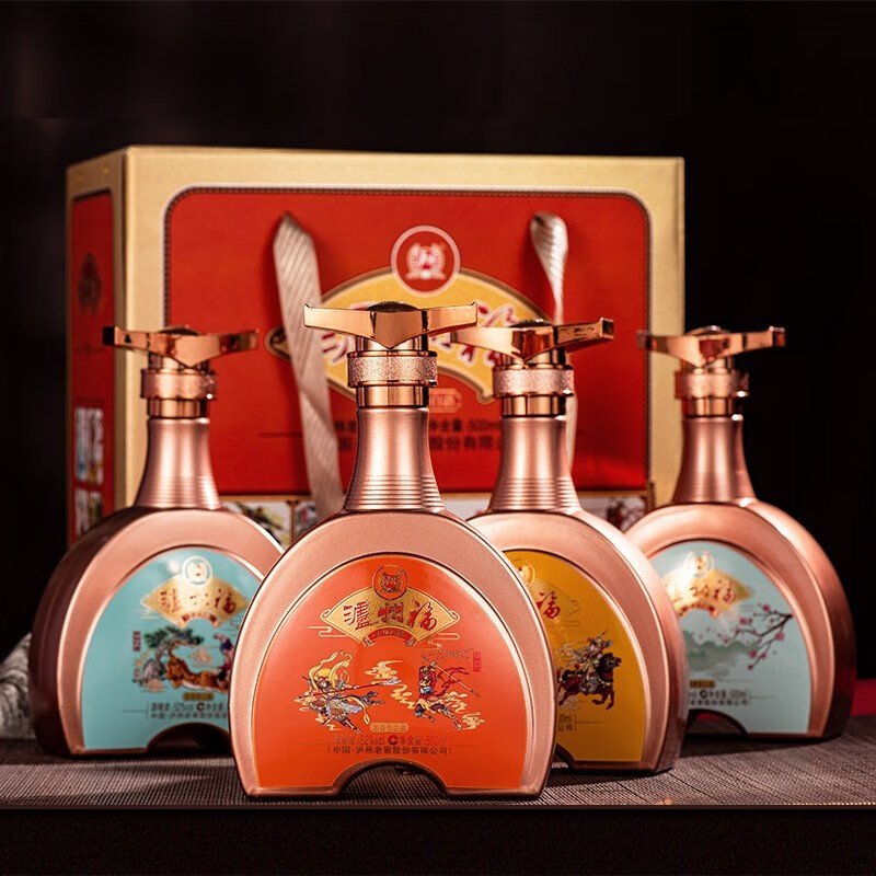 泸州老窖股份出品 古颂四禧 52度纯粮浓香型白酒 500ml*4瓶礼盒装