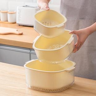 轻奢 家用厨房客沥家水篮菜篮子塑料水双层沥居洗菜盆水厅果盘日式