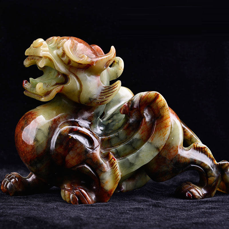 十号公馆岫玉貔貅摆件天然玉石一对大号开业礼品摆件办公室摆件乔