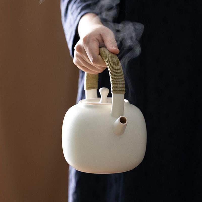 泡红茶专用茶壶手工苏打釉白泥壶茶壶陶瓷养生壶色釉电陶炉煮茶壶