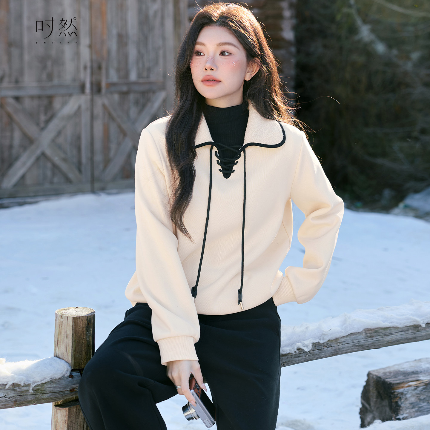 时然大码羊羔毛加绒卫衣