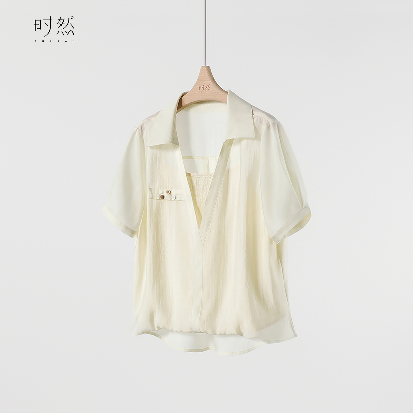 设计感实穿百搭假两件拼接小衫