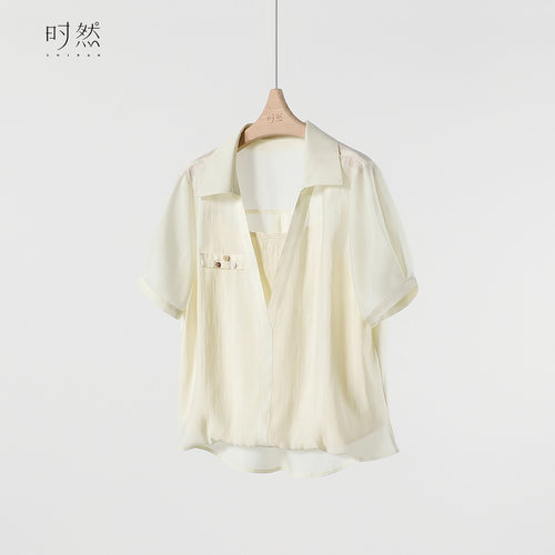 设计感实穿百搭假两件拼接小衫