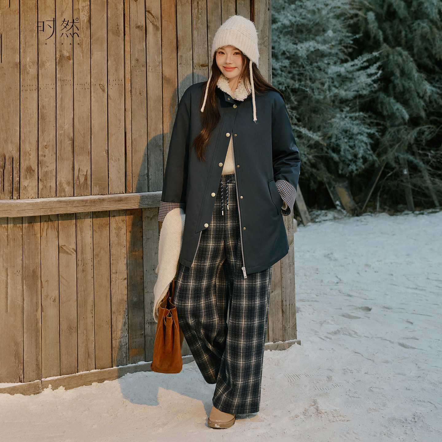 时然大码藏青格纹裤微胖mm冬季加绒直筒裤新款加厚裤子阔腿裤保暖,女装/女士精品,大码裤装,淘宝优惠券,粉丝福利购,淘宝优惠卷