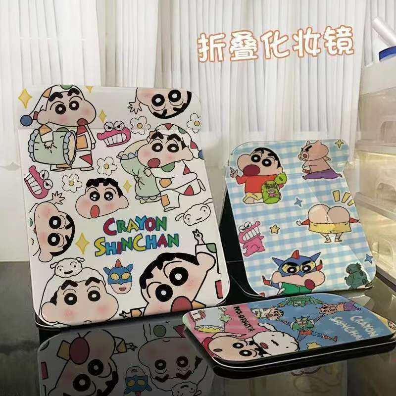蜡笔小新化妆镜可爱镜子随身折叠便携式台式学生宿舍镜子镜子定制