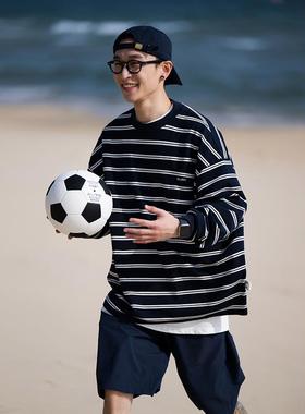 BELLKENIDEA早起工作室CityBoy条纹廓形长袖男复古宽松休闲潮百搭