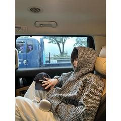 MADEINWN 小香风连帽卫衣男秋冬潮流重磅粗花呢宽松套头长袖上衣