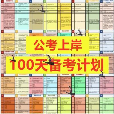 公务员考试100天上岸学习计划表国省行测申论百日备考时间安排PDF