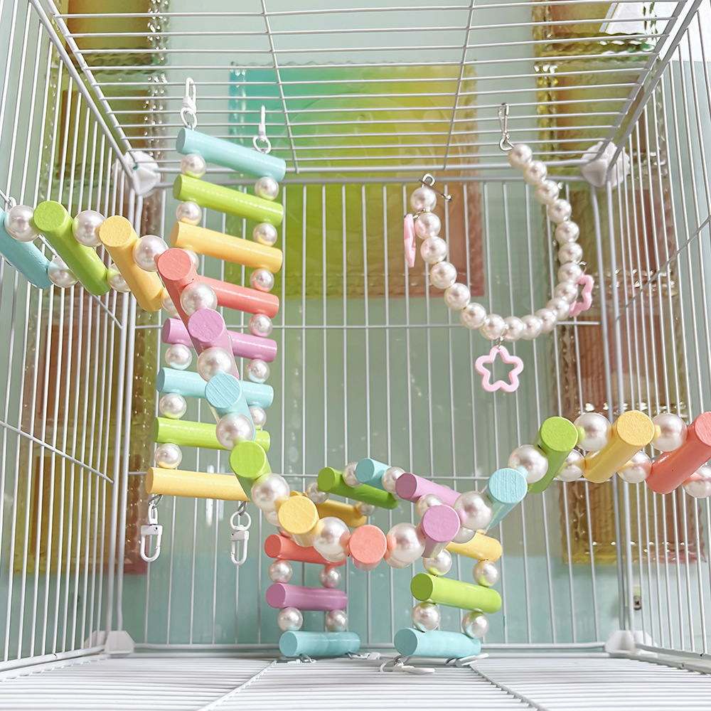 鹦鹉爬梯旋转秋千绳可造型阶梯