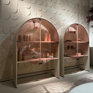 意式轻奢钢化玻璃展示酒柜别墅豪宅设计师高端客厅家用靠墙餐边柜