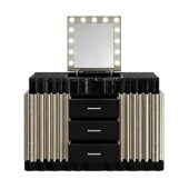 意式 轻奢不锈钢金属梳妆台别墅豪宅卧室设计师创意带镜子梳妆台