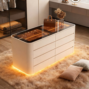 衣帽间中岛柜轻奢高级感首饰展示柜收纳斗柜中岛台服装 饰柜 店装