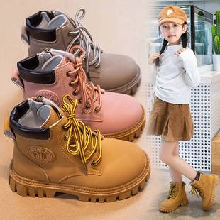 女童鞋马丁靴大黄2023年春秋款新款秋季宝宝洋气小黄短靴儿童靴子