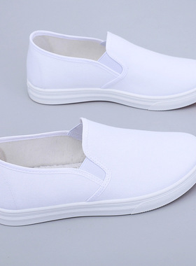 护士鞋女白色平底防滑休闲鞋轻便舒适美容鞋小白鞋单鞋老北京布鞋