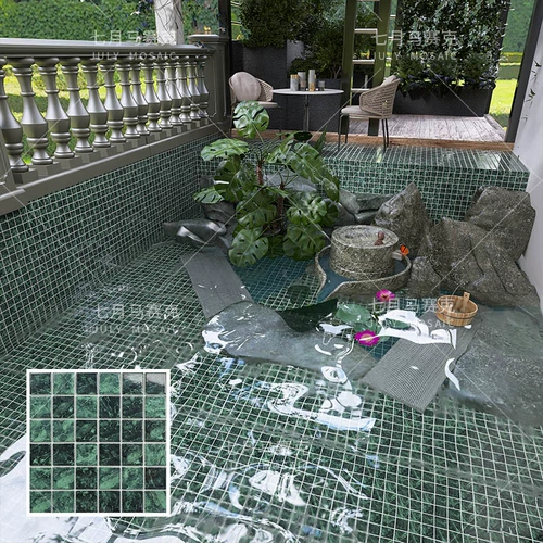 Рыбной пруд Большой зеленый керамический мозаичный бассейн бассейн сад ландшафт бассейн натуральные мраморные керамические плитки