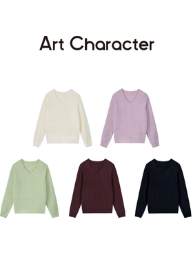 ART CHARACTER/艺符羊绒羊毛混纺V领长袖毛衣女