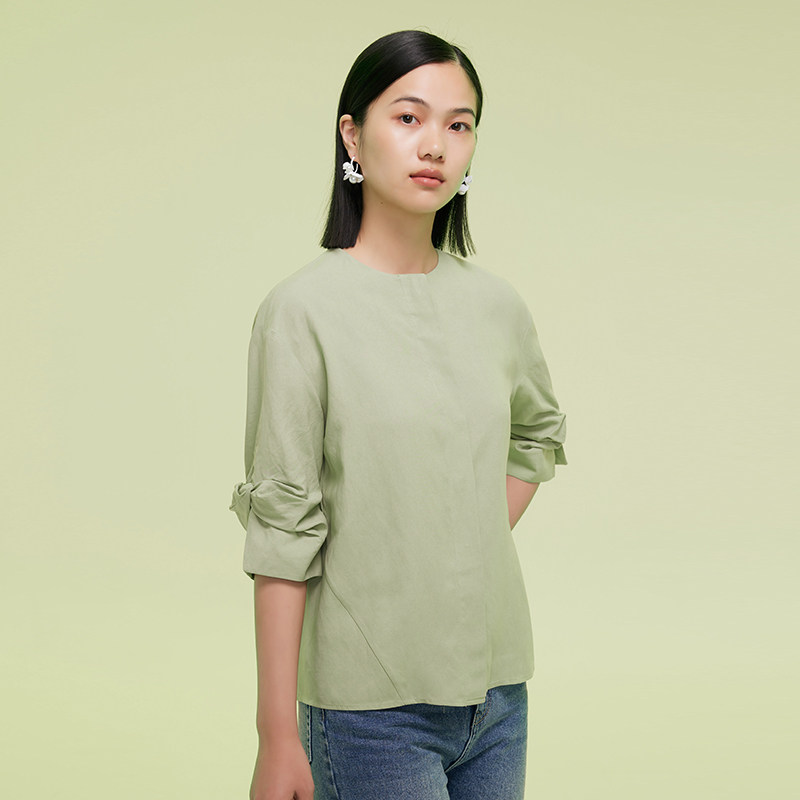ARTCHARACTER/艺符轻奢上衣百搭时尚圆领蝴蝶袖口衬衫女套头