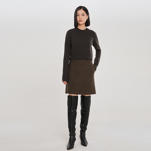 毛衣女上衣新款 艺符无缝一体膨体羊毛短款 CHARACTER ART