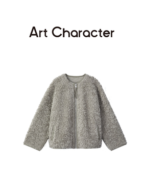 ART CHARACTER/艺符100羊毛外套颗粒绒小圆领女秋冬新款