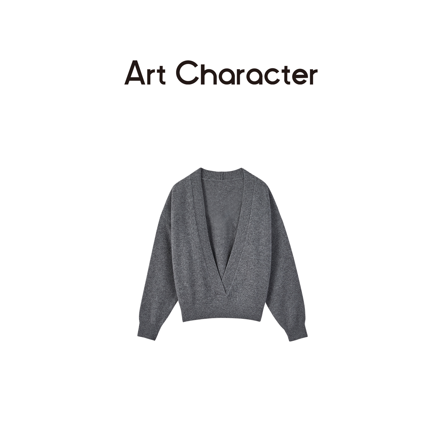 ART CHARACTER/耗牛绒绵羊毛混纺大V领套头毛衣女秋冬新款