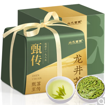 山水西湖 龙井茶 绿茶叶2023新茶明前特级早春嫩芽豆香型传统纸包怎么看?