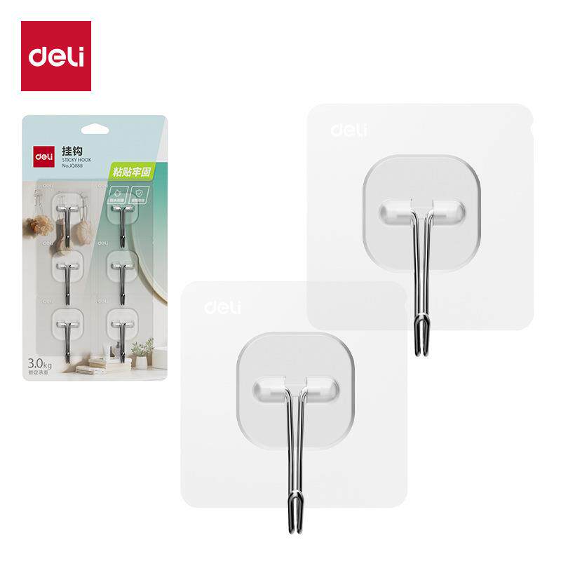 得力JQ888挂钩3kg透明粘钩不易掉
