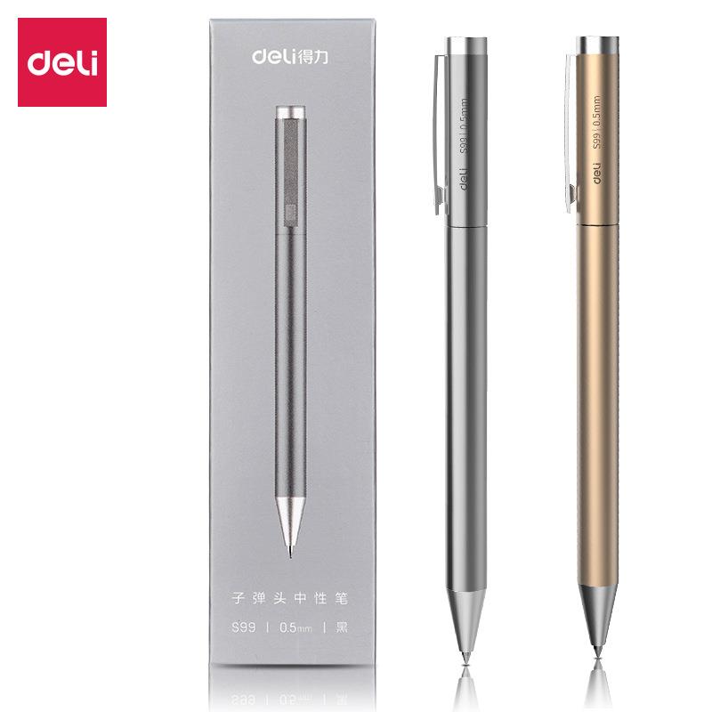 得力S99金属中性笔子弹头黑水笔