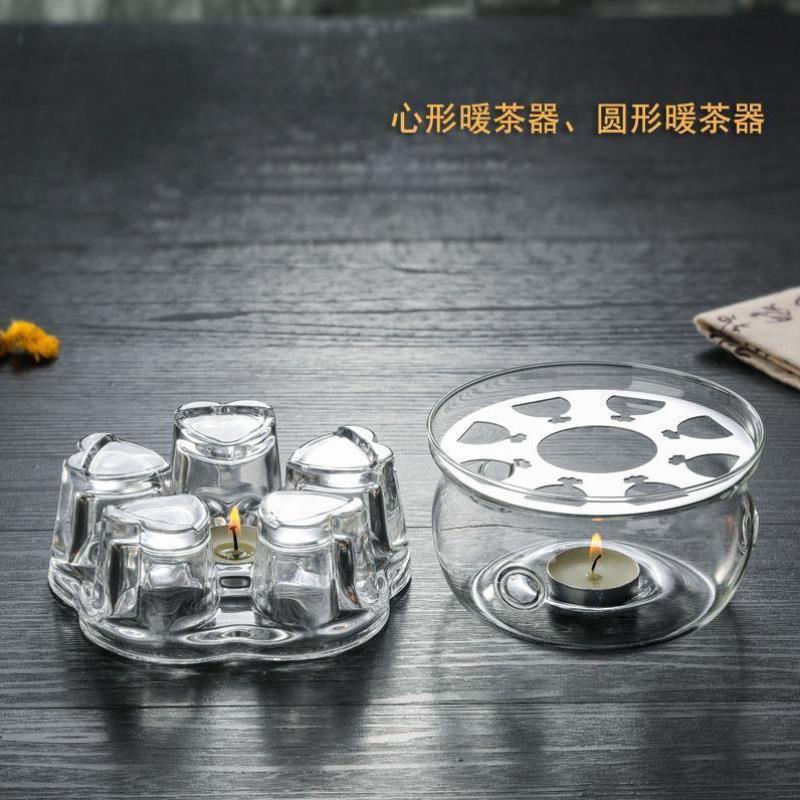 茶壶水晶底座 玻璃加热保温茶蜡烛台心形大号烧茶器 蜡烛保温底座