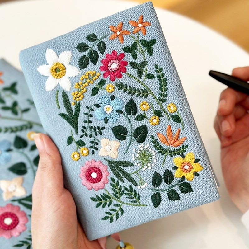 精选繁花手工刺绣DIY材料包A5A6手账本书衣笔记本书皮棉麻自绣礼,居家布艺,缝纫DIY材料套装,淘宝优惠券,粉丝福利购,淘宝优惠卷