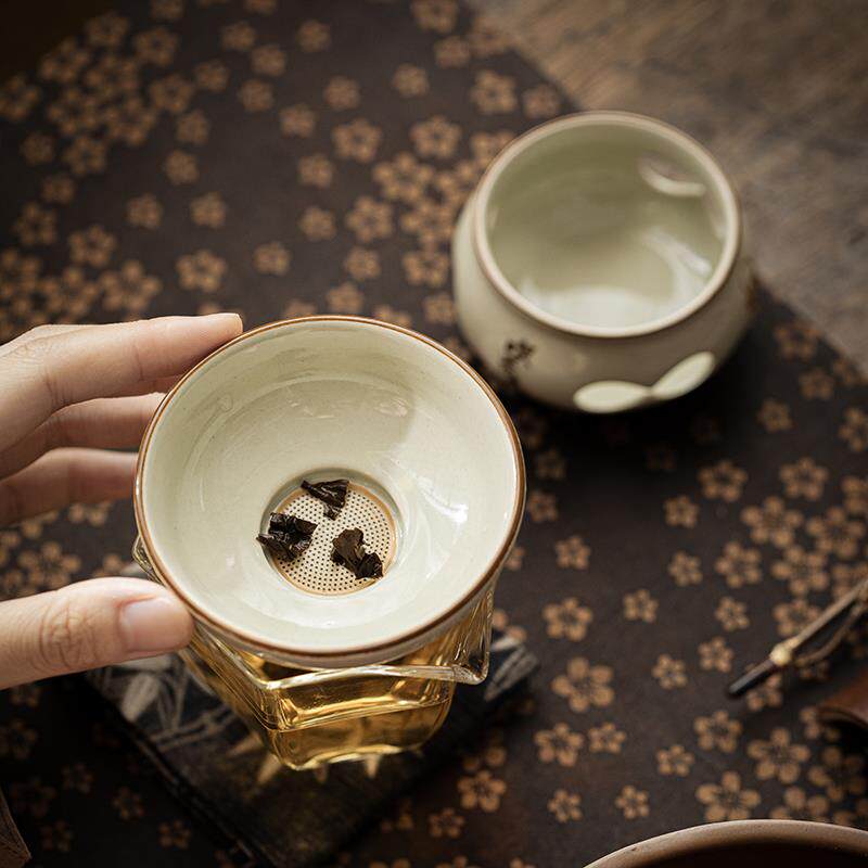 草木灰茶诗残卷茶滤组茶道功夫茶具配件过滤套装复古家用陶瓷简约 - 实物图