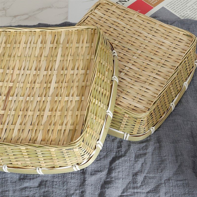 精选竹编方形竹筐厨房客厅收纳竹制品 家用水果零食蔬菜编织果盘,特色手工艺,竹编/竹雕,淘宝优惠券,粉丝福利购,淘宝优惠卷