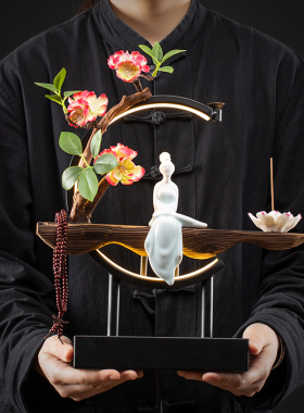 守淘人 新中式灯饰倒流香摆件创意家用客厅玄关桌面家居装饰摆设