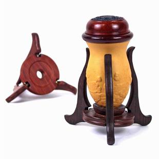 精选鸡翅木水晶球蝈蝈罐底座支架鸡心棒子实木托架葫芦底托三脚架