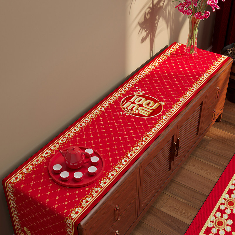 精选新年喜庆电视柜盖布防尘防水长方形盖巾防刮鞋柜布边柜台布餐,居家布艺,桌布,淘宝优惠券,粉丝福利购,淘宝优惠卷