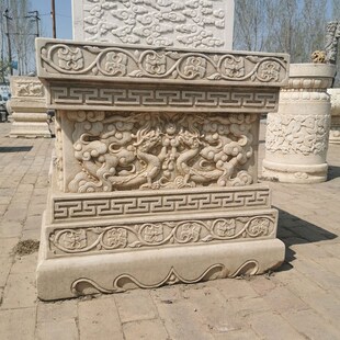 精选汉白玉须弥座花岗岩莲花座祠堂神位青石底座浮雕石座仿古莲花