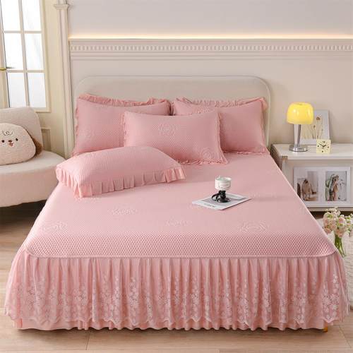 高档A类乙纶凉感席子夏季冰丝豆豆床裙空调软凉席三件套可机洗席